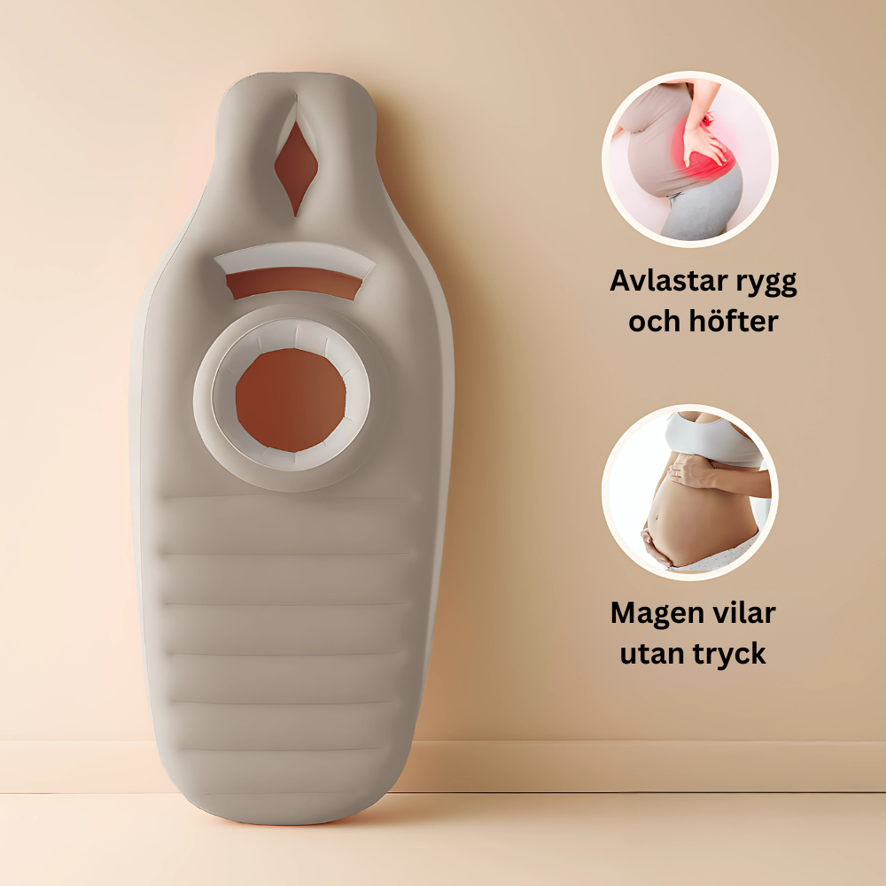 Gravid+ — Magen får plats. Ryggen vilar.