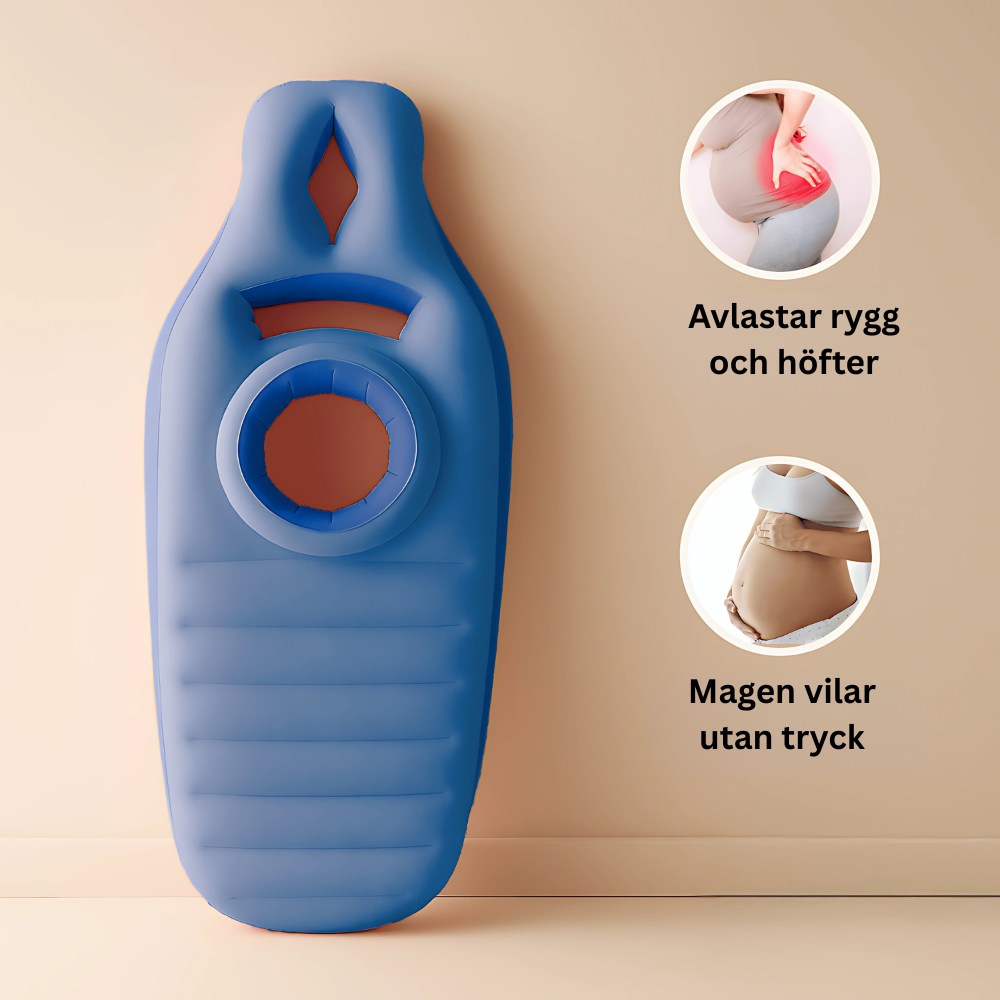 Gravid+ — Magen får plats. Ryggen vilar.